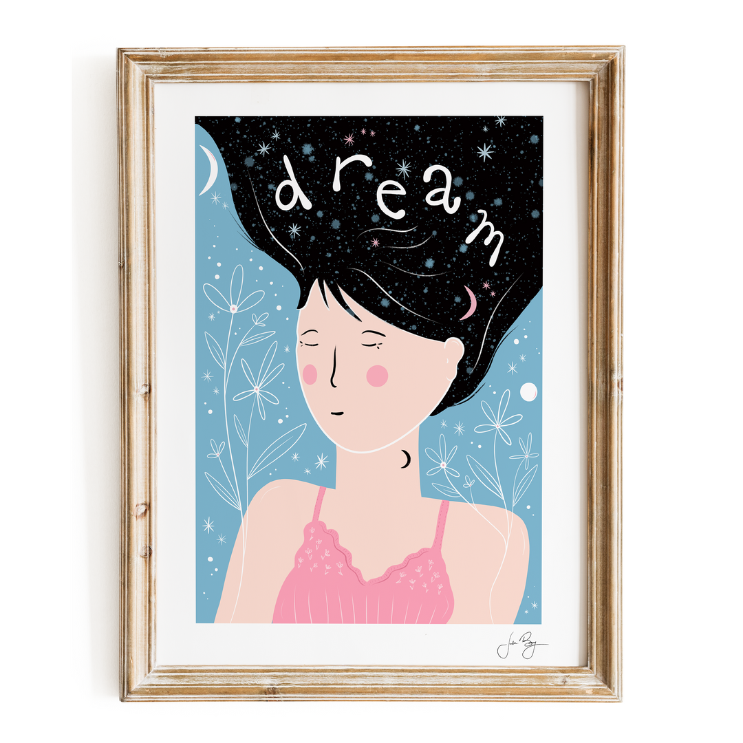 "Dream" Floral Hand-Drawn Eco-Art Print 12x18"