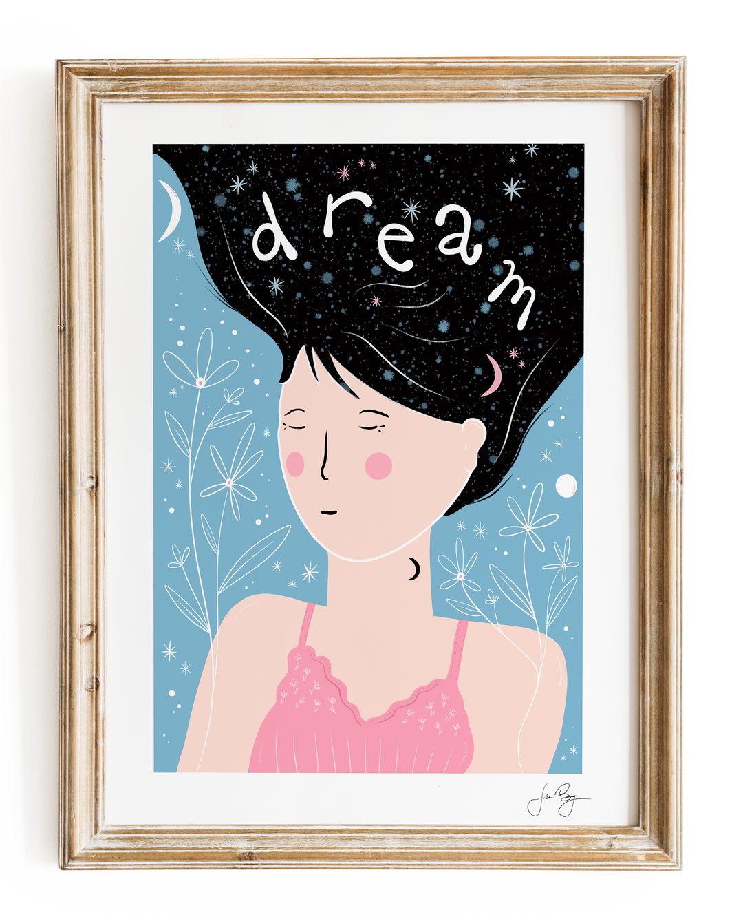 "Dream" Floral Hand-Drawn Eco-Art Print 12x18"