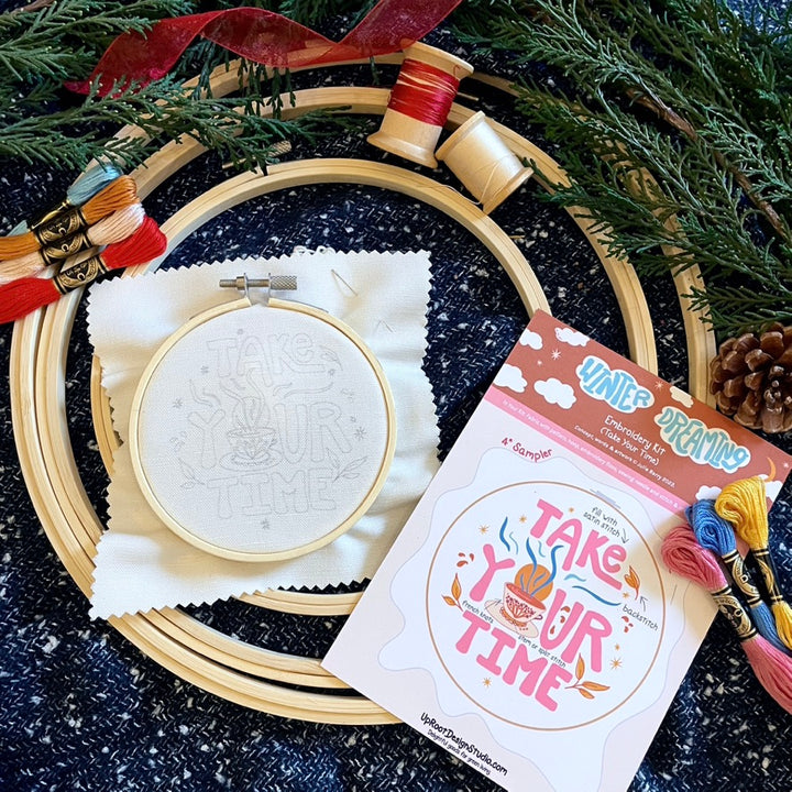 "Take Your Time" Eco-Embroidery Kit w. Tea Time Pattern (Joyful Threads Winter Dreaming)