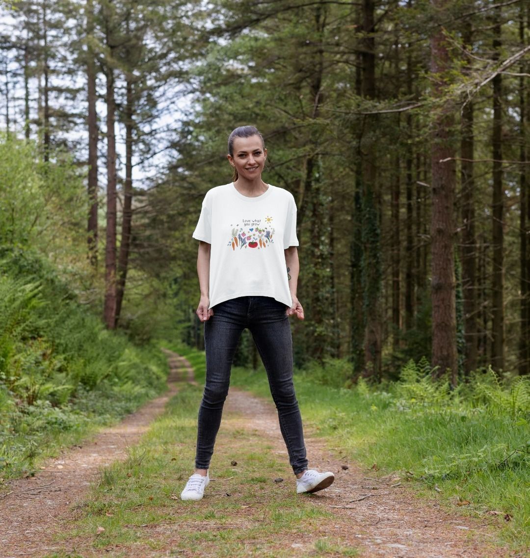 "Love What You Grow" Garden Party Boxy T-shirt (white)