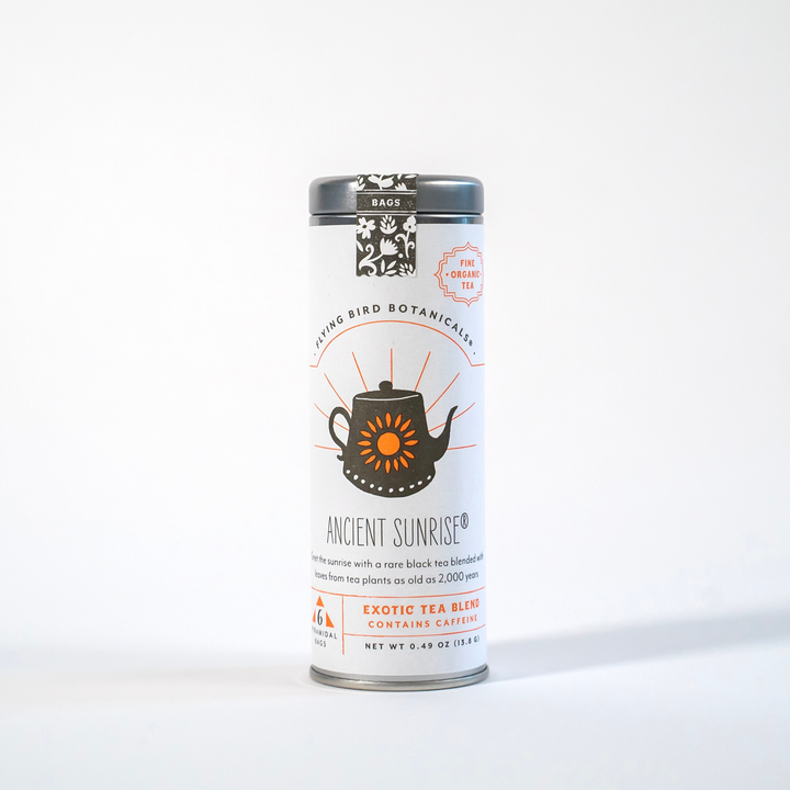 "Ancient Sunrise" Tea Time Tin: 6 Eco-Bags Organic Bright & Malty Tea w. Ancient Black & Oolong Teas (Tea Time / Grow & Bloom)