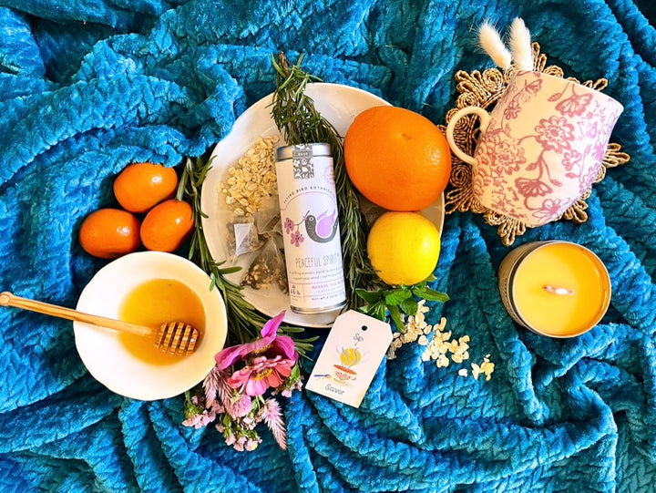 "Peaceful Spirit" Tea Time Tin: 6 Eco-Bags of Organic Tea (Mint, Floral + Lemon, Caffeine-Free)