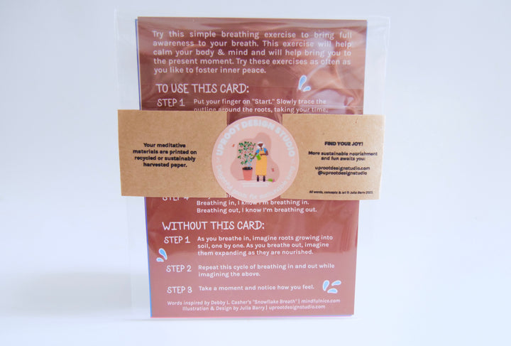 "Rooted Meditation" Hand-Illustrated Meditation Card w. Instructions 5x7"