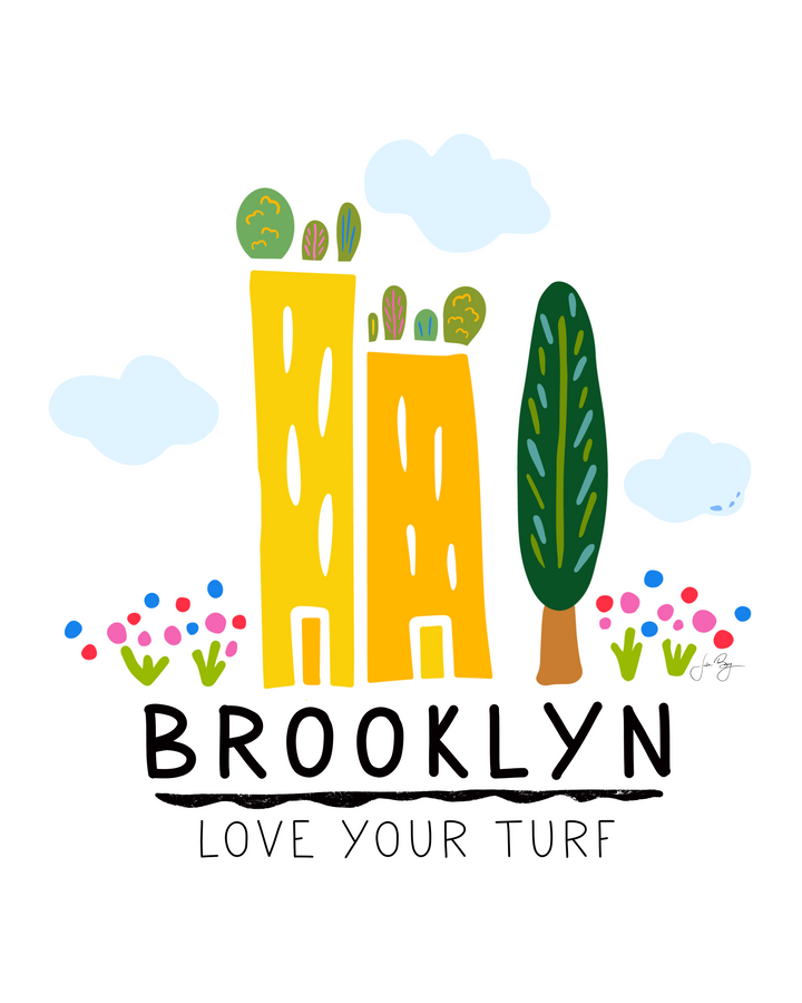 "Green Cities" (Brooklyn) Colorful Eco-Art Print 4x5"