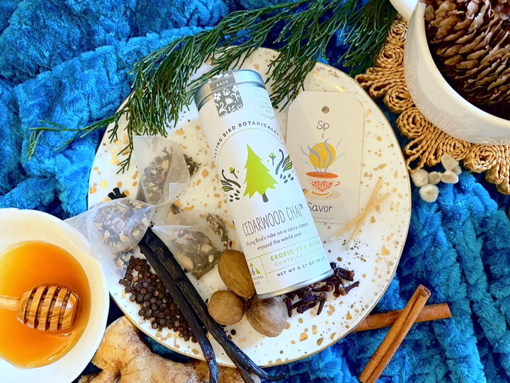 "Cedarwood Chai" Tea Time Tin - 6 Eco-Teabags of Organic Woodsy Tea