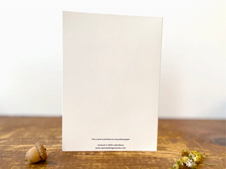Joyful Tomato Gardener - Recycled Hand-Drawn Eco Greeting Card + Recycled Envelope, Blank inside (Grow & Bloom)