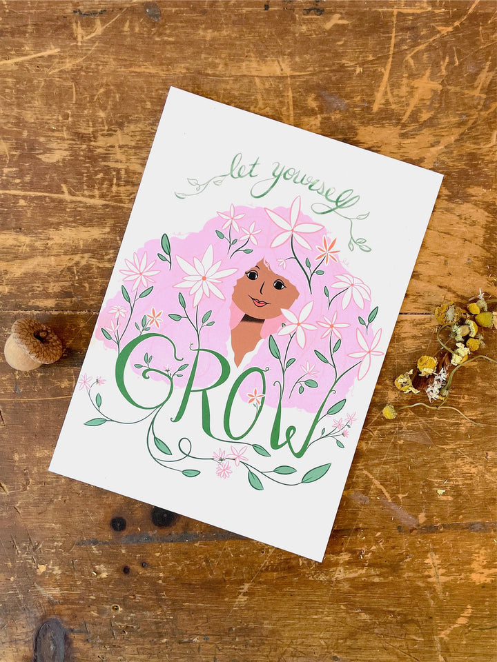 Eco Recycled 5x7 Greeting Cards w. Hand-Drawn Art + Recycled Envelopes, Blank inside - Assorted (Grow & Bloom)
