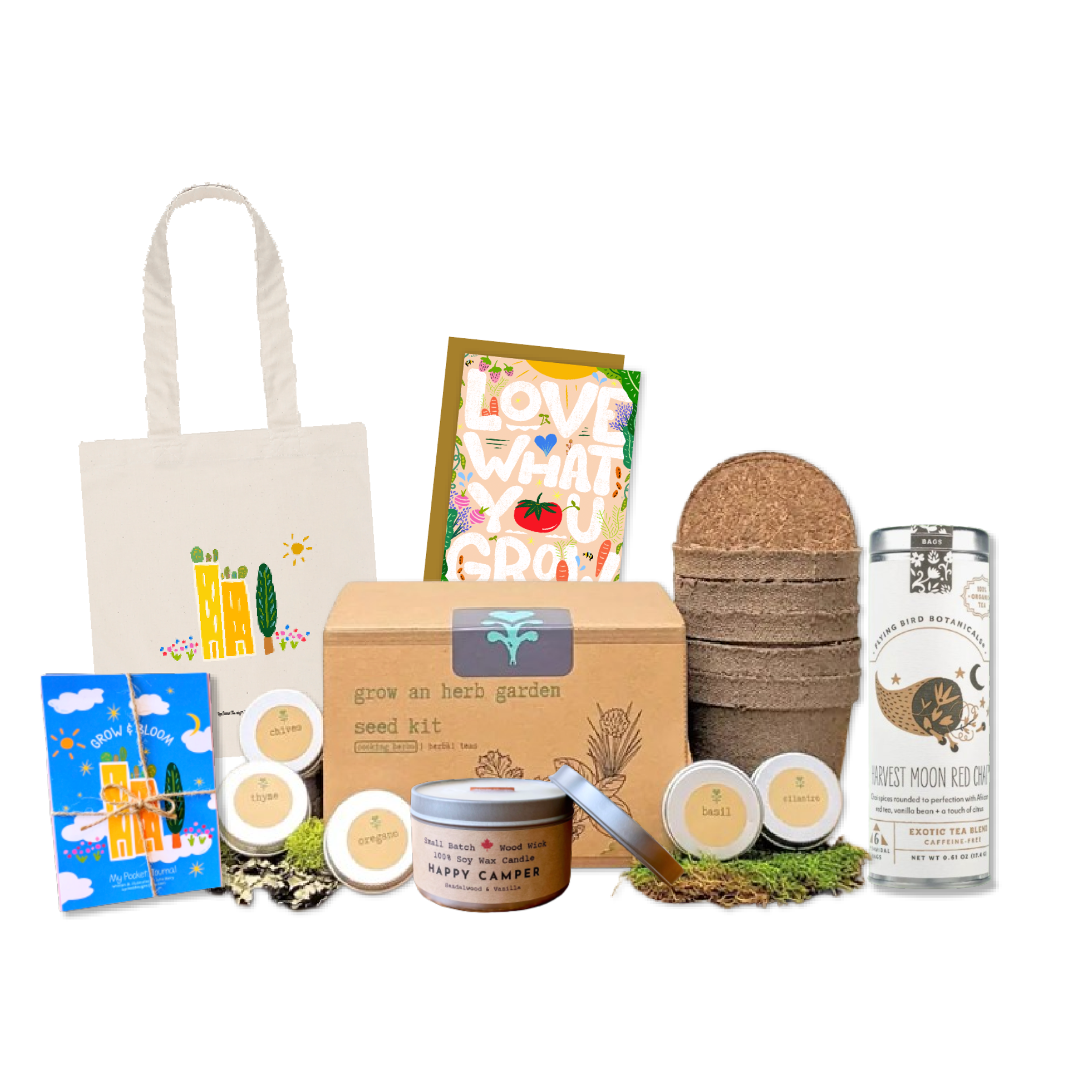 "Flavor Party" Growing Gift Box: Cooking Herbs Garden Kit, Soy Candle ...