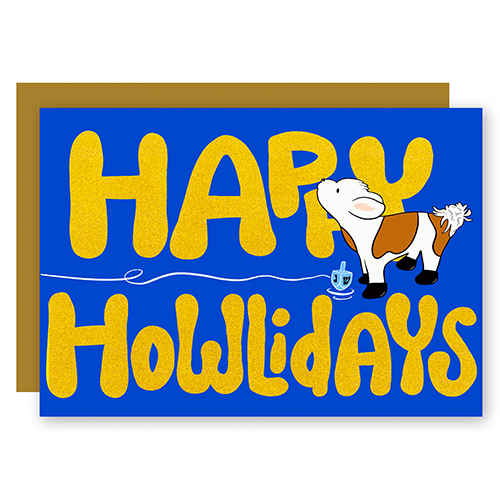 Happy Howlidays Assorted Howling Dog w. Hand-Lettering Holiday Greeting Card + Matching Envelope (Winter Wishes)