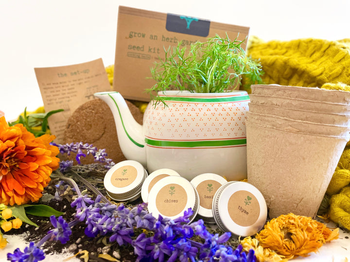 Build Your Own Custom Growing Gift Box with Garden Kit, Plant Kit, Organic Tea & Meditation Card of Your Choice