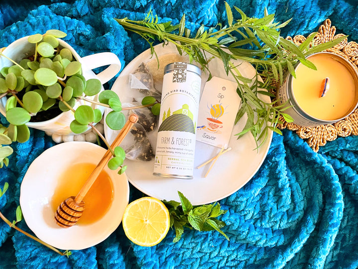 Build Your Own Custom Tea Time Gift Set with Honey and Two Teas + Tea Towel of Your Choice