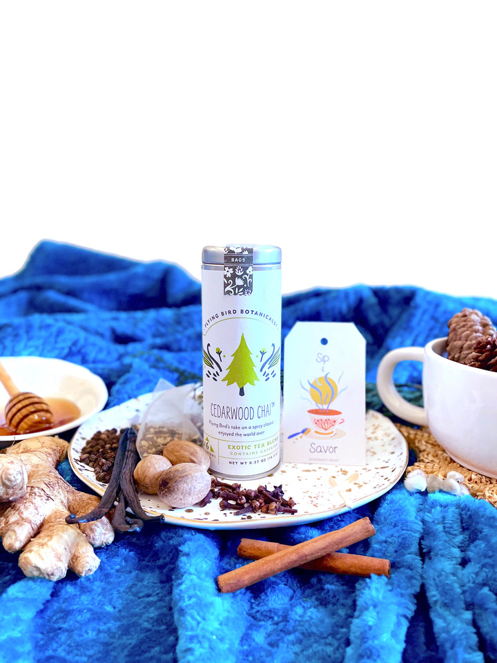 "Cedarwood Chai" Tea Time Tin - 6 Eco-Teabags of Organic Woodsy Tea