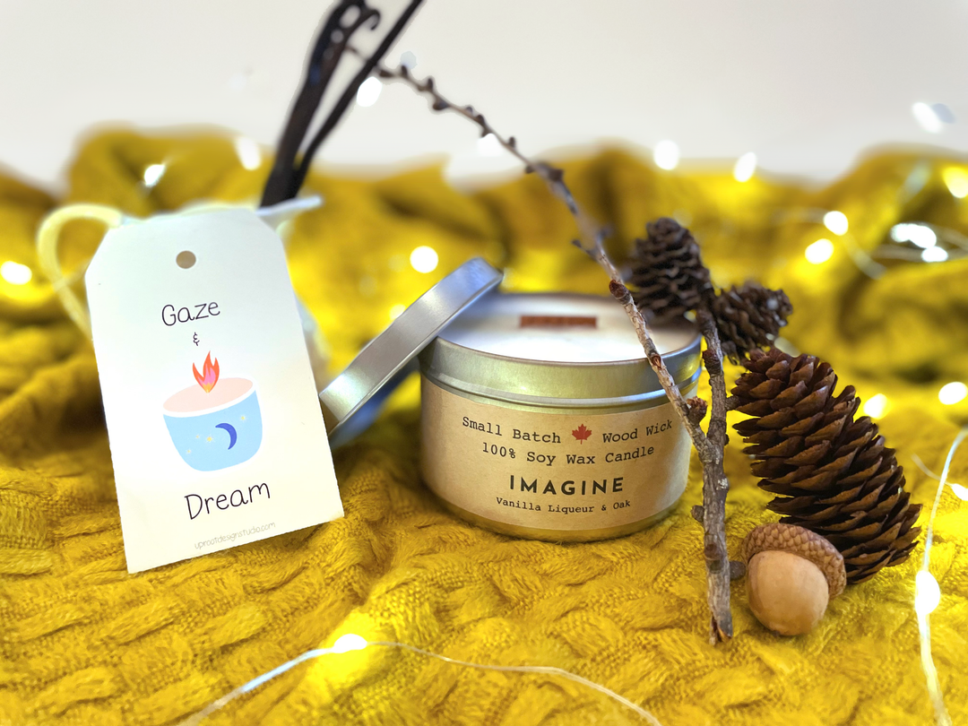 "Imagine" Soy Crackling Wick Eco-Candle - Vanilla Liqueur + Oak (Shine On / Winter Dreaming)