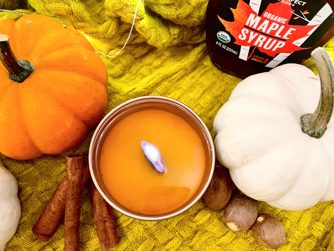 "Pumpkin Spice" Soy Crackling Wick Eco-Candle - Sugared Maple, Pumpkin, Cinnamon & Nutmeg (Shine On / Winter Dreaming)