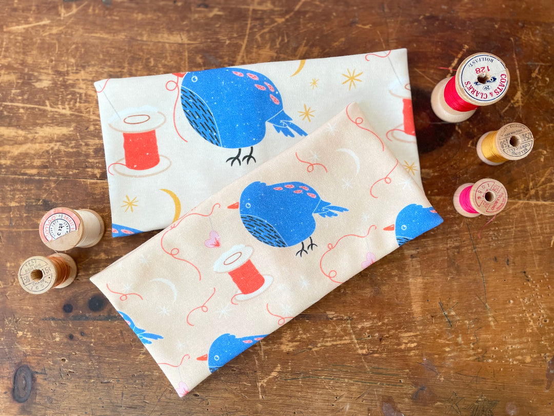 Scented Serenity Organic Eye Pillow - Sewing Birds on Peach (Love in Bloom Collection)