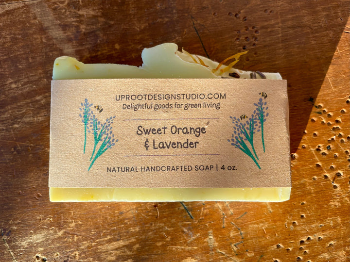 Sweet Orange & Lavender Handmade Scented Soap w. Foraged, Natural, Organic Ingredients for a Refreshing Spa Experience