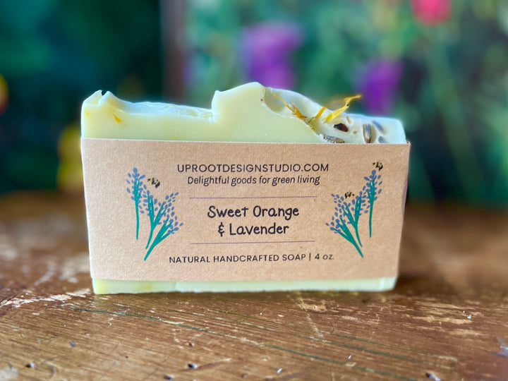 Sweet Orange & Lavender Handmade Scented Soap w. Foraged, Natural, Organic Ingredients for a Refreshing Spa Experience