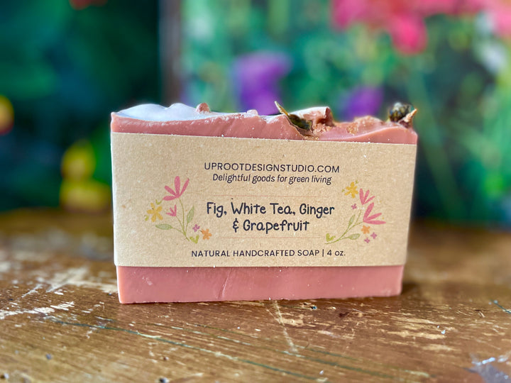 Fig, White Tea, Ginger & Grapefruit Handmade Scented Soap w. Foraged, Natural, Organic Ingredients for a Refreshing Spa Experience