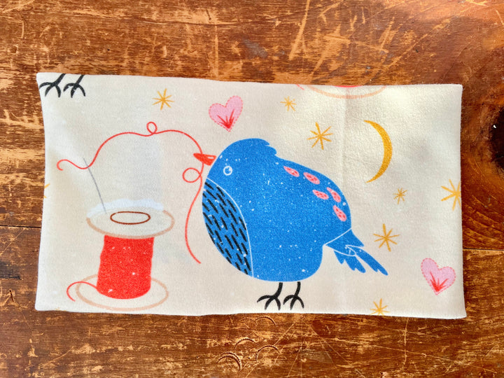Scented Serenity Organic Eye Pillow - Sewing Birds on Cream (Love in Bloom Collection)