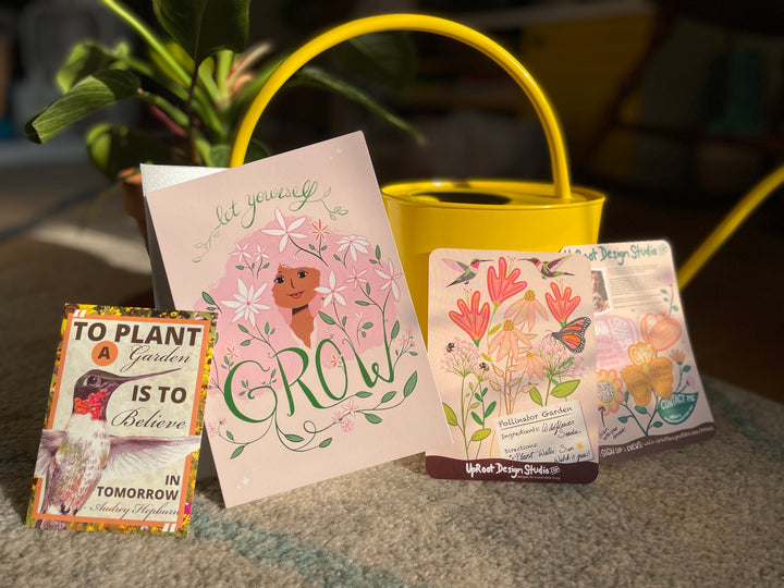 "Believe in Tomorrow" Garden Greetings Kit w. Wildflower Seed Packet, Infosheets + "Let Yourself Grow" Greeting Card (Celebrate Pollinators)