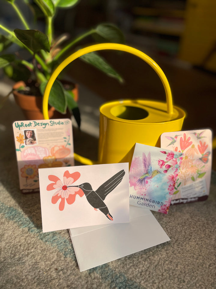 Hummingbird Garden Greetings Kit w. Non-GMO "Hummingbird Garden" Packet w. Seeds, Infosheets + Hummingbird Greeting Card (Celebrate Pollinators)