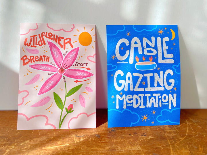 "Peace in All Seasons" Hand-Illustrated Meditation Card Pack w. Instructions 5x7"