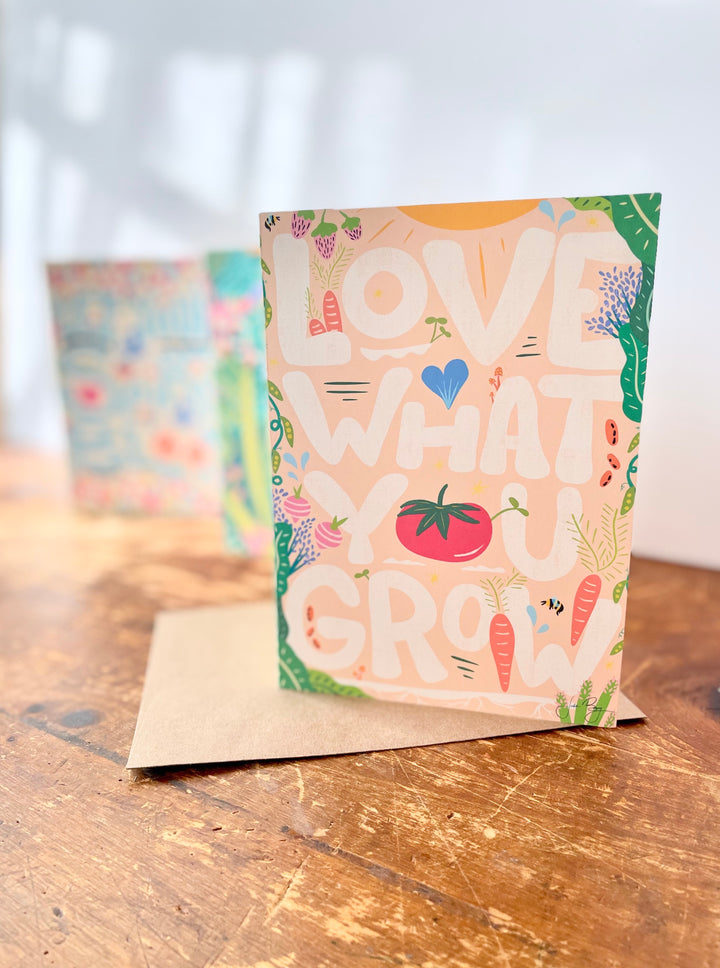 "Growing Wellness" Eco Gift Box: Basil & Leafy Greens Growing Kits, Mint Tea, Meditation Card, Greeting Card (Grow & Bloom)