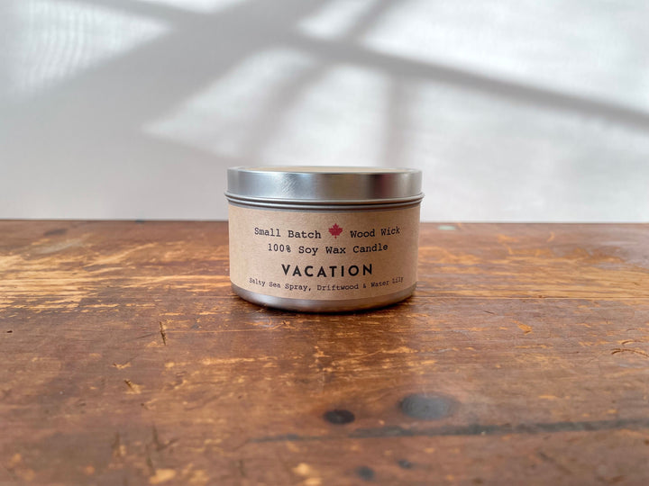 "Vacation" Soy Crackling Wick Eco-Candle - Sea Spray, Driftwood + Water Lily Scent (Golden Light / Grow & Bloom)