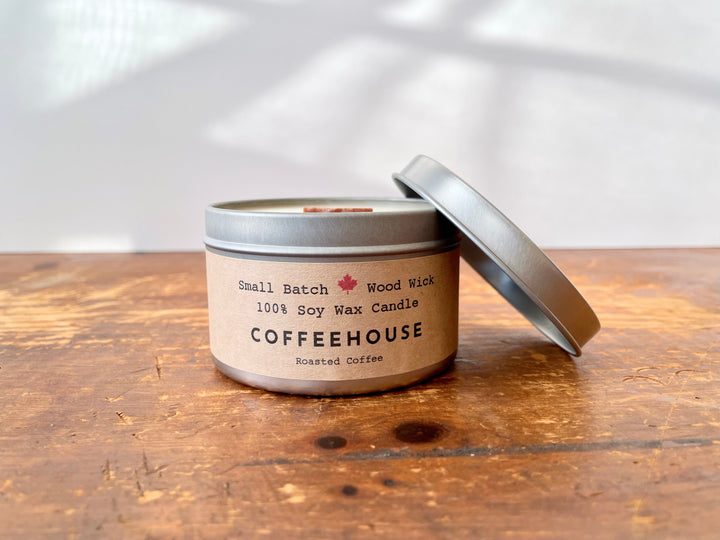"Coffeehouse" Soy Crackling Wick Eco-Candle - Roasted Coffee Scent (Shine On)