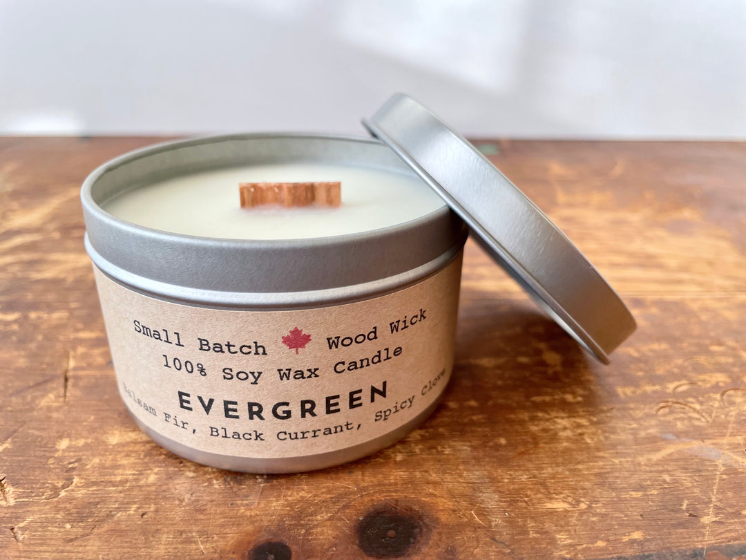 "Evergreen" Soy Crackling Wick Eco-Candle - Balsam + Black Currant + Clove (Shine On / Winter Dreaming)