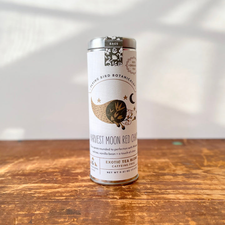 "Harvest Moon Red Chai" Tea Time Tin: 6 Eco-Bags of Organic Tea (Vanilla + Citrus, Caffeine-Free)
