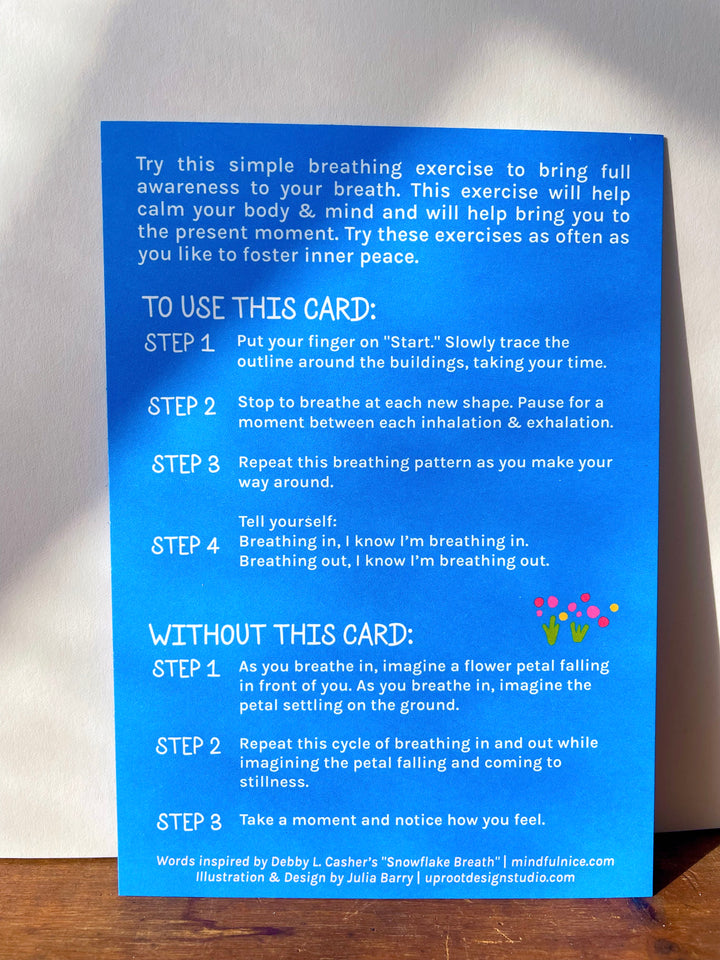 "Busy Urbanite" Hand-Illustrated Meditation Card w. Instructions 5x7"