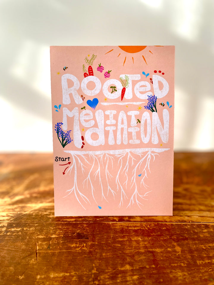 "Rooted Meditation" Hand-Illustrated Meditation Card w. Instructions 5x7"