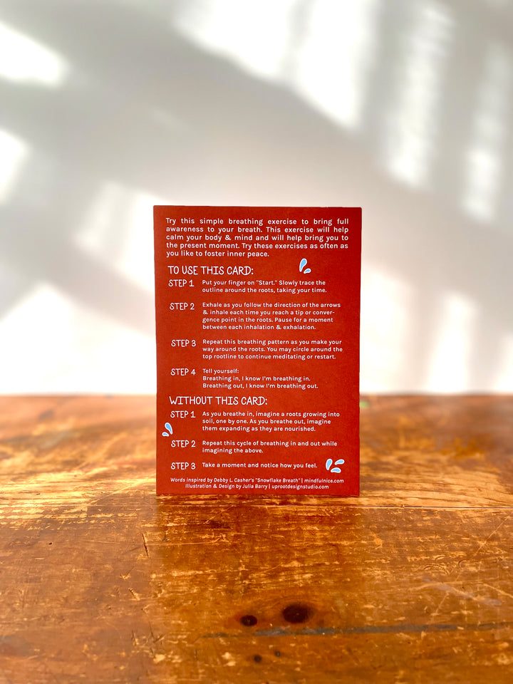 "Rooted Meditation" Hand-Illustrated Meditation Card w. Instructions 5x7"