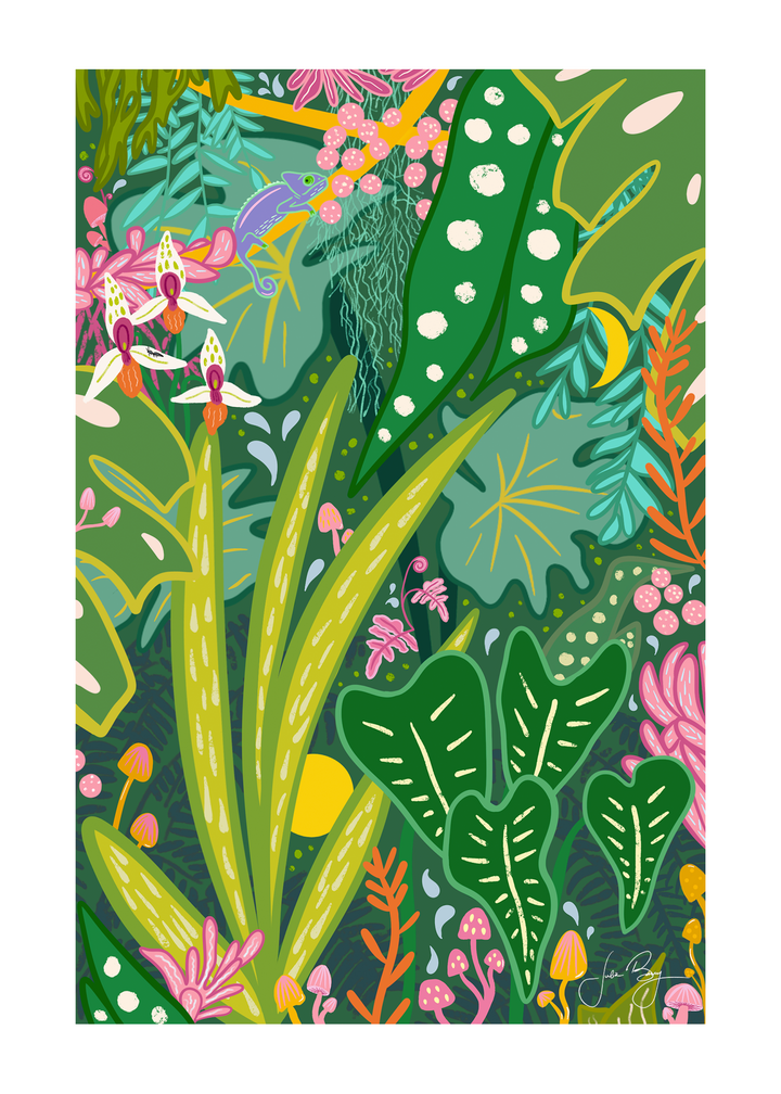 "Into the Jungle" Colorful Eco-Art Print 5x7"