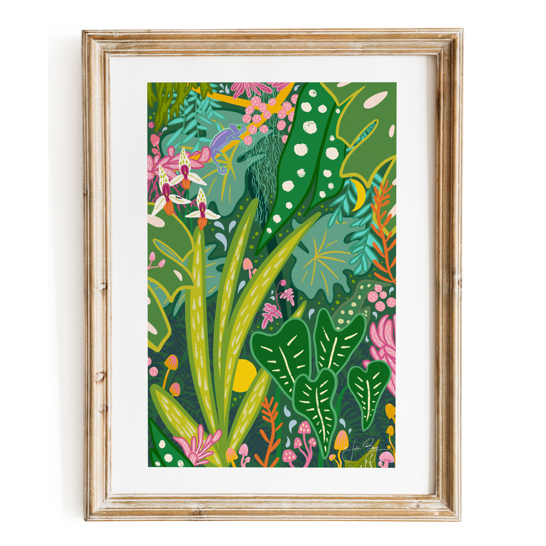 "Into the Jungle" Colorful Eco-Art Print 12x18"