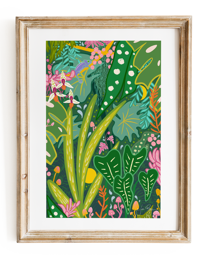 "Into the Jungle" Colorful Eco-Art Print 5x7"