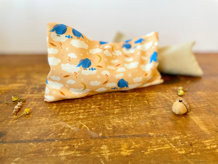 Scented Serenity Eye Pillow - Birds on Dark Peach (Winter Dreaming Collection)