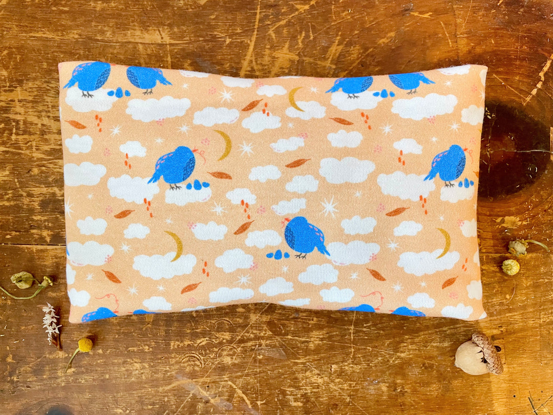 Scented Serenity Eye Pillow - Birds on Dark Peach (Winter Dreaming Collection)