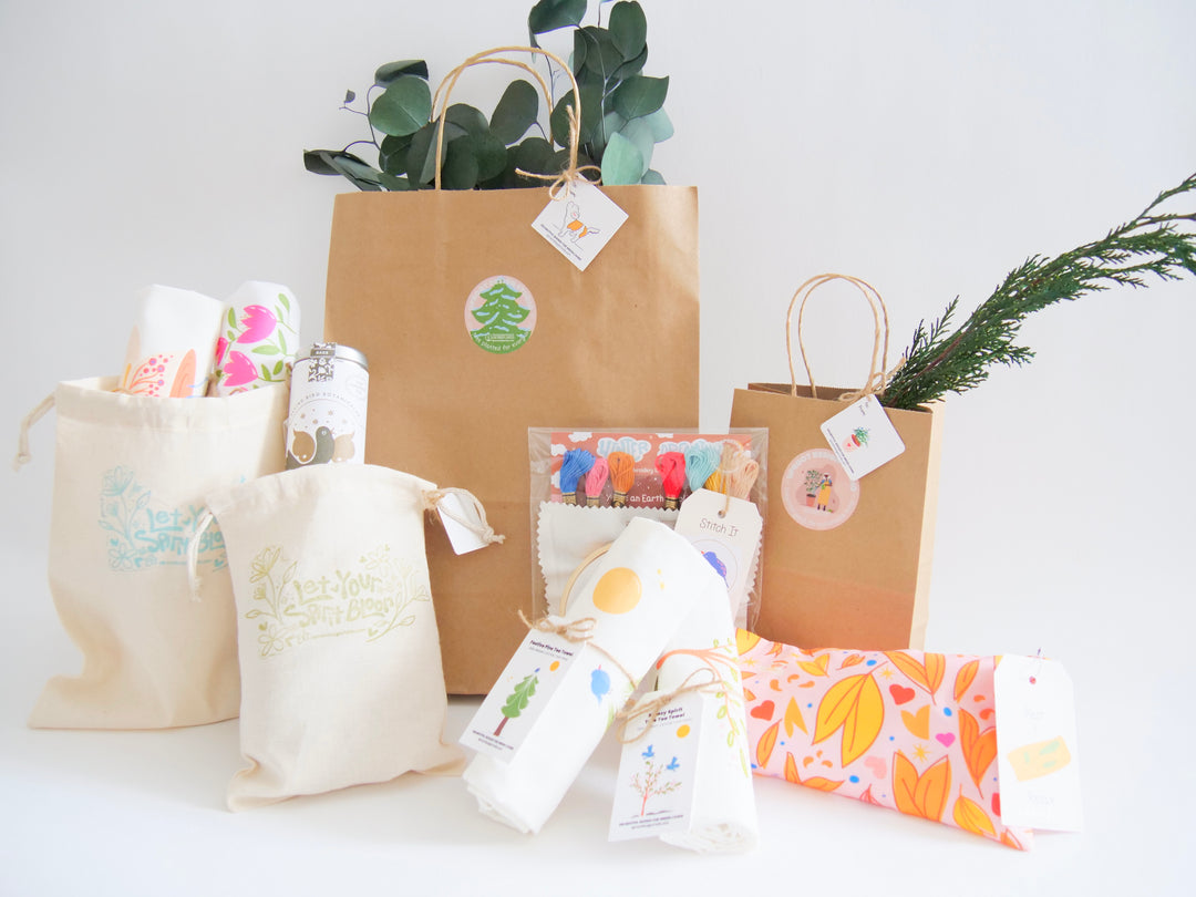 Paper Gift Bag: UpRoot 100% Recycled Kraft Paper Gift Bags "Let Your Spirit Bloom"
