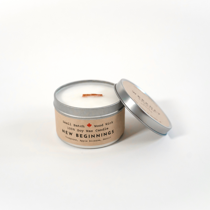 "New Beginnings" Soy Crackling Wick Eco-Candle - Champagne, Apple Blossom & Neroli Scent (Shine On / Winter Dreaming)