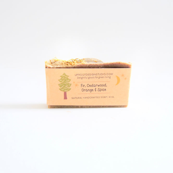 Fir, Cedarwood, Orange & Spice Handmade Scented Soap w. Foraged, Natural, Organic Ingredients for a Refreshing Spa Experience