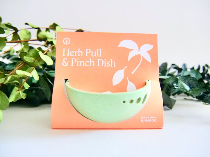 Herb Pull & Pinch Dishwasher Safe Bamboo Fiber Lightweight Dish (Modern Sprout)