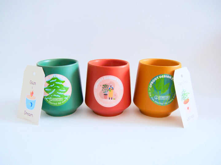 Assorted Scented Soy-Blend Rooted Ceramic Candle + Planter with Non-GMO Seeds (Modern Sprout)