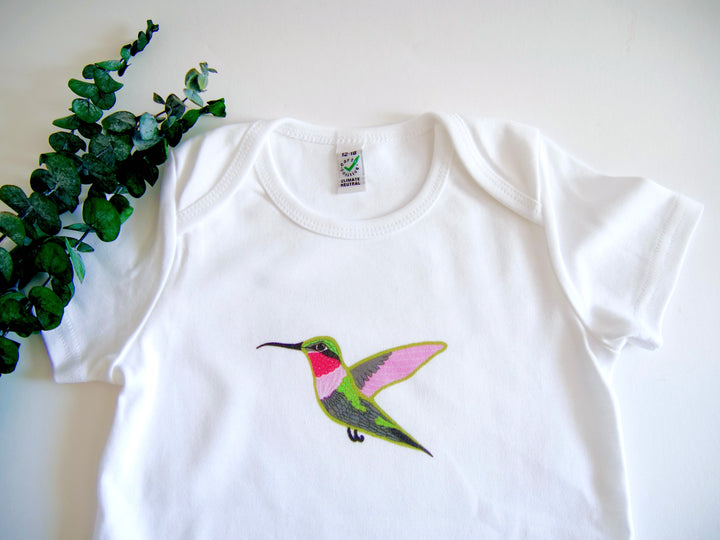 Hummingbird Organic Onesie - White (Celebrate Pollinators)