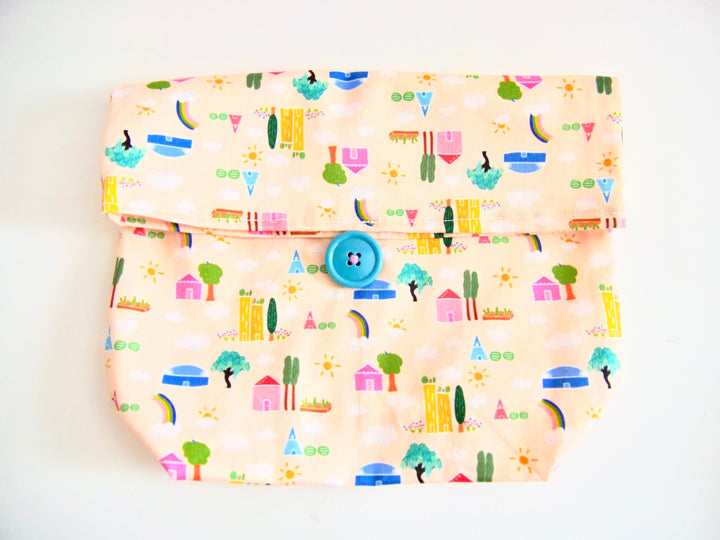 Hand-sewn Snack or Lunch Bag for Work, School, Picnics, Travel