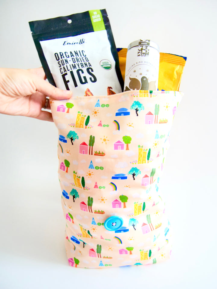 Hand-sewn Snack or Lunch Bag for Work, School, Picnics, Travel