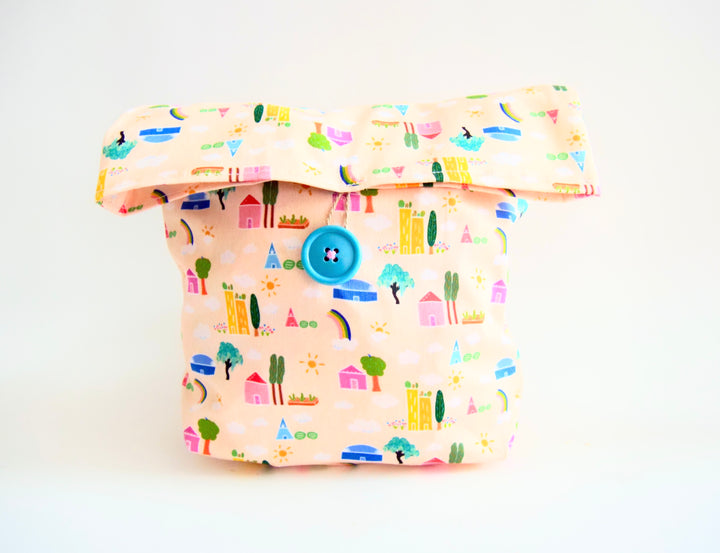 Hand-sewn Snack or Lunch Bag for Work, School, Picnics, Travel