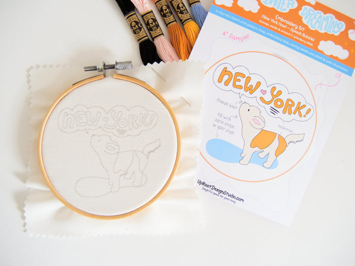 "New York!" Adorable Howling Dog Eco-Embroidery Kit (Joyful Threads / Winter Dreaming)