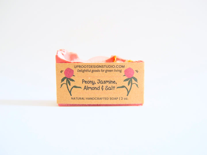 Peony, Jasmine, Almond & Salt Handmade Scented Soap w. Foraged, Natural, Organic Ingredients for a Refreshing Spa Experience